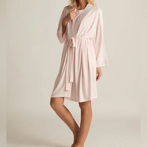 Faceplant Dreamwear Bamboo Tulip Pink Jersey Stretch Short Robe